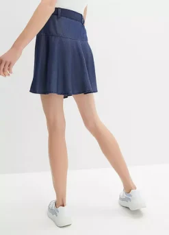 Denim Skirt With Flounces -Mesh Sleeve Shop Denim Skirt with Flounces919433FRSP W01