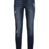 Destroyed Effect Skinny Jeans -Mesh Sleeve Shop Destroyed Effect Skinny Jeans933864FRSC