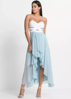 Dipped Hem Bridesmaid Dress -Mesh Sleeve Shop Dipped Hem Bridesmaid Dress974522FRSP