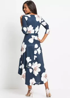 Dipped Hem Dress -Mesh Sleeve Shop Dipped Hem Dress972887FRSP W01