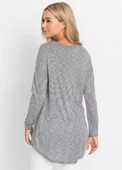 Dipped Hem Marl Top -Mesh Sleeve Shop Dipped Hem Marl Top927185FRSP W01