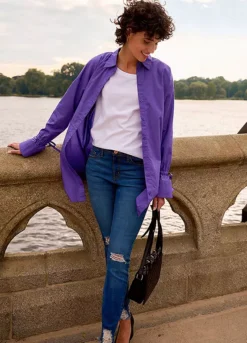 Distressed Skinny Jeans -Mesh Sleeve Shop Distressed Skinny Jeans957236FRSL