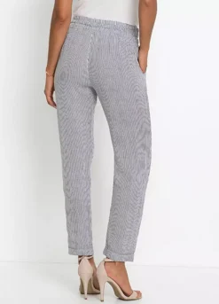 Drawstring Linen Blend Trousers -Mesh Sleeve Shop Drawstring Linen Blend Trousers909412FRSP W01