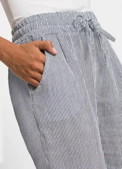 Drawstring Linen Blend Trousers -Mesh Sleeve Shop Drawstring Linen Blend Trousers909412FRSP W02