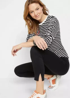 Elasticated Waist Ankle Slit Ponte Leggings -Mesh Sleeve Shop Elasticated Waist Ankle Slit Ponte Leggings903332FRSP W03