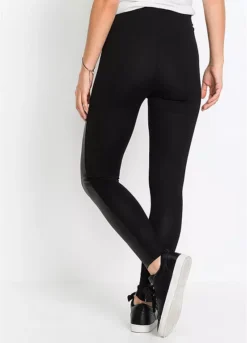 Elasticated Waist Faux Leather Leggings -Mesh Sleeve Shop Elasticated Waist Faux Leather Leggings941601FRSP W01