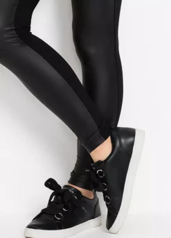 Elasticated Waist Faux Leather Leggings -Mesh Sleeve Shop Elasticated Waist Faux Leather Leggings941601FRSP W02