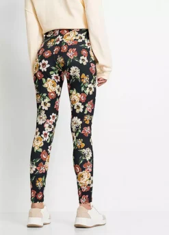 Elasticated Waist Floral Leggings -Mesh Sleeve Shop Elasticated Waist Floral Leggings959574FRSP W01