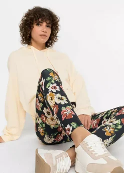 Elasticated Waist Floral Leggings -Mesh Sleeve Shop Elasticated Waist Floral Leggings959574FRSP W02