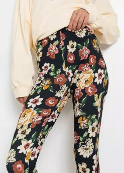 Elasticated Waist Floral Leggings -Mesh Sleeve Shop Elasticated Waist Floral Leggings959574FRSP W03