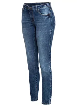 Embroidered Piped Jeans -Mesh Sleeve Shop Embroidered Piped Jeans904380FRSC