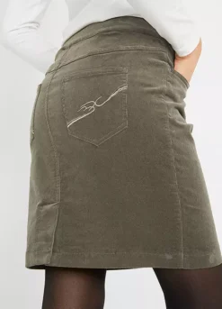 Embroidered Pocket Cord Skirt -Mesh Sleeve Shop Embroidered Pocket Cord Skirt939974FRSP W02