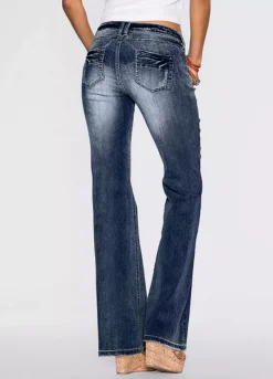 Faded Flared Jeans -Mesh Sleeve Shop Faded Flared Jeans916007FRSP W01
