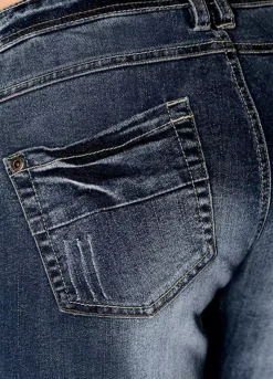 Faded Flared Jeans -Mesh Sleeve Shop Faded Flared Jeans916007FRSP W03