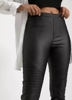 Faux Leather Biker Trousers -Mesh Sleeve Shop Faux Leather Biker Trousers970272FRSP W02