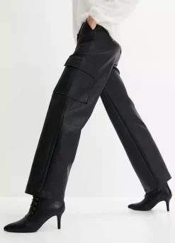 Faux Leather Elasticated Waist Trousers