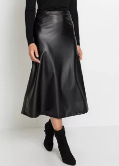 Faux Leather Midi Skirt