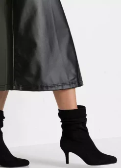 Faux Leather Midi Skirt -Mesh Sleeve Shop Faux Leather Midi Skirt977914FRSP W03