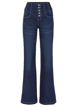 Flared Button Jeans -Mesh Sleeve Shop Flared Button Jeans957229FRSC