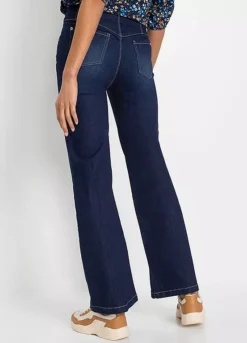 Flared Button Jeans -Mesh Sleeve Shop Flared Button Jeans957229FRSP W01