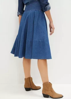 Flared Denim Skirt 9 Flared Denim Skirt -Mesh Sleeve Shop Flared Denim Skirt949163FRSP W01