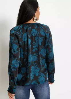 Floral Button Tunic -Mesh Sleeve Shop Floral Button Tunic929417FRSP W01