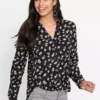 Floral Pattern Blouse -Mesh Sleeve Shop Floral Pattern Blouse923847FRSP