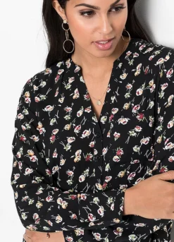 Floral Pattern Blouse -Mesh Sleeve Shop Floral Pattern Blouse923847FRSP W02