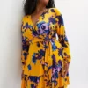 Floral Print A-Line Sun Dress -Mesh Sleeve Shop Floral Print A Line Sun Dress938438FRSB