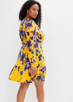 Floral Print A-Line Sun Dress -Mesh Sleeve Shop Floral Print A Line Sun Dress938438FRSB W01