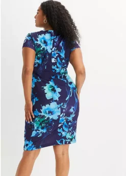 Floral Print Cap Sleeve Shift Dress -Mesh Sleeve Shop Floral Print Cap Sleeve Shift Dress955176FRSB W01