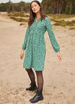 Floral Print Cotton Dress -Mesh Sleeve Shop Floral Print Cotton Dress960149FRSL