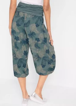 Floral Print Cropped Trousers -Mesh Sleeve Shop Floral Print Cropped Trousers939568FRSP W01