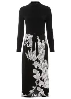 Floral Print Long Sleeve Shift Dress -Mesh Sleeve Shop Floral Print Long Sleeve Shift Dress964398FRSC