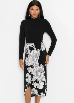 Floral Print Long Sleeve Shift Dress -Mesh Sleeve Shop Floral Print Long Sleeve Shift Dress964398FRSP