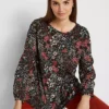 Floral Print Long Sleeve Tunic -Mesh Sleeve Shop Floral Print Long Sleeve Tunic963441FRSP