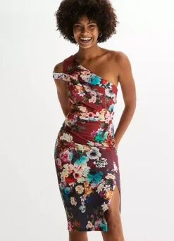 Floral Print One Shoulder Dress