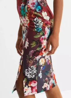 Floral Print One Shoulder Dress -Mesh Sleeve Shop Floral Print One Shoulder Dress941166FRSP W03