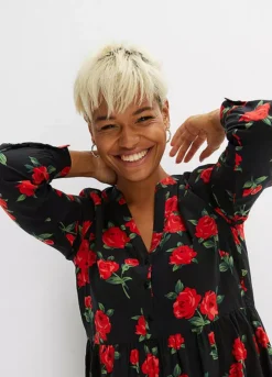 Floral Print V-Neck Midi Dress -Mesh Sleeve Shop Floral Print V Neck Midi Dress949326FRSP W02