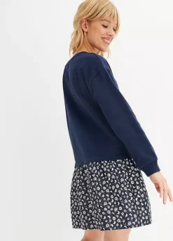 Floral Sweater Dress -Mesh Sleeve Shop Floral Sweater Dress913122FRSP W01