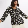 Floral Three-Quarter Sleeve Wrap Blouse