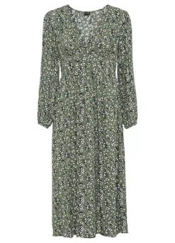 Floral V-Neck Dress -Mesh Sleeve Shop Floral V Neck Dress966710FRSC