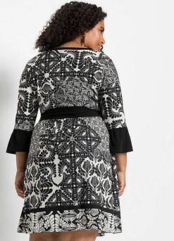 Flounced Dress -Mesh Sleeve Shop Flounced Dress962217FRSB W01