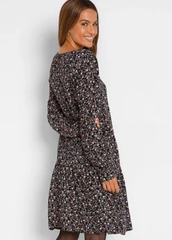 Flounced Floral Dress -Mesh Sleeve Shop Flounced Floral Dress905241FRSP W01
