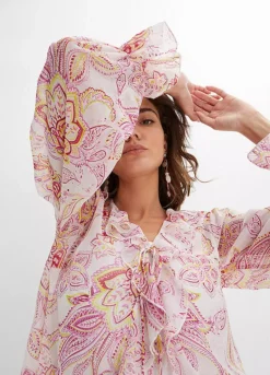 Flounced Paisley Blouse -Mesh Sleeve Shop Flounced Paisley Blouse909661FRSP W02