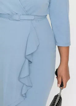 Flounced Shift Dress -Mesh Sleeve Shop Flounced Shift Dress927560FRSB W02