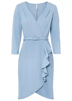 Flounced Shift Dress -Mesh Sleeve Shop Flounced Shift Dress927560FRSC