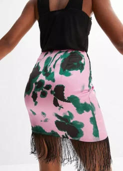 Fringed Wrap Skirt -Mesh Sleeve Shop Fringed Wrap Skirt944682FRSP W03