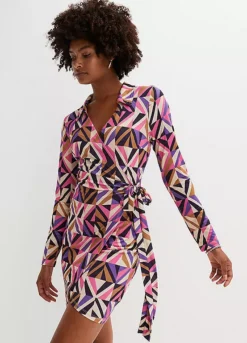 Graphic Print Mini Dress -Mesh Sleeve Shop Graphic Print Mini Dress923412FRSP