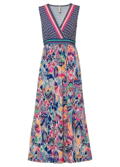 Graphic Printed Maxi Dress -Mesh Sleeve Shop Graphic Printed Maxi Dress927799FRSC